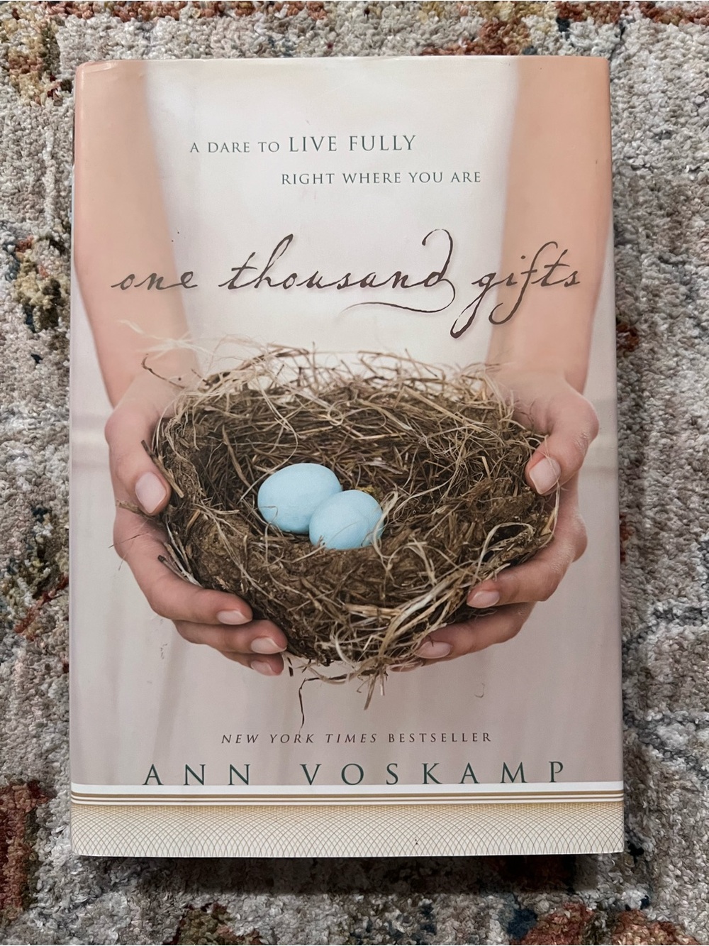 One Thousand Gifts Decorative Book Cover in Cream and Blue